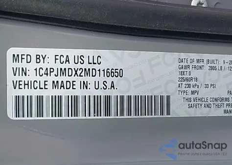 2021 Jeep Cherokee Limited 4X4 из США, поврежденный, VIN 1C4PJMDX2MD116650